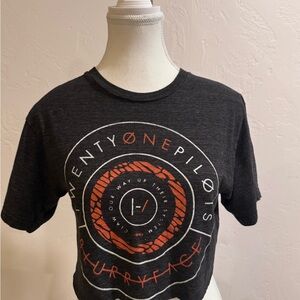 Twenty One Pilots Blurry Face Cropped Graphic Tee Y2K Alt